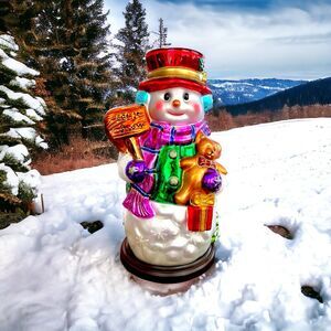 Thomas‎ Pacconi Blown Glass 16” Snowman Christmas Large Figure Great Condition